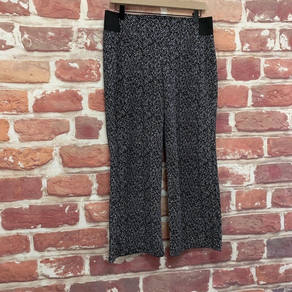 Soho Pants Women's Small Black White Abstract Stretchy Pull On Wide Leg Cropped - Picture 2 of 11